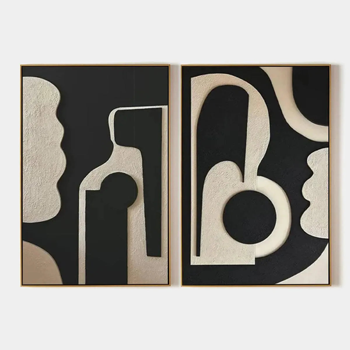Ink Blot Duo – Wabi-Sabi Abstract Oil Painting, view 1