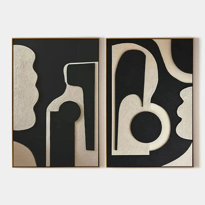 Ink Blot Duo – Wabi-Sabi Abstract Oil Painting, view 1