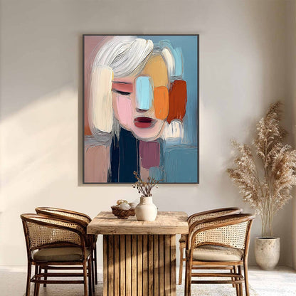 Colorful Abstract Figurative Impasto Oil Painting – Inner Gaze