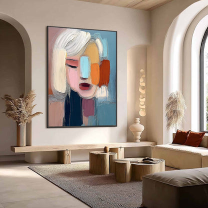 Colorful Abstract Figurative Impasto Oil Painting – Inner Gaze