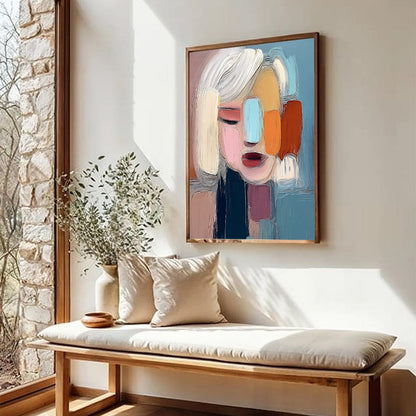 Colorful Abstract Figurative Impasto Oil Painting – Inner Gaze