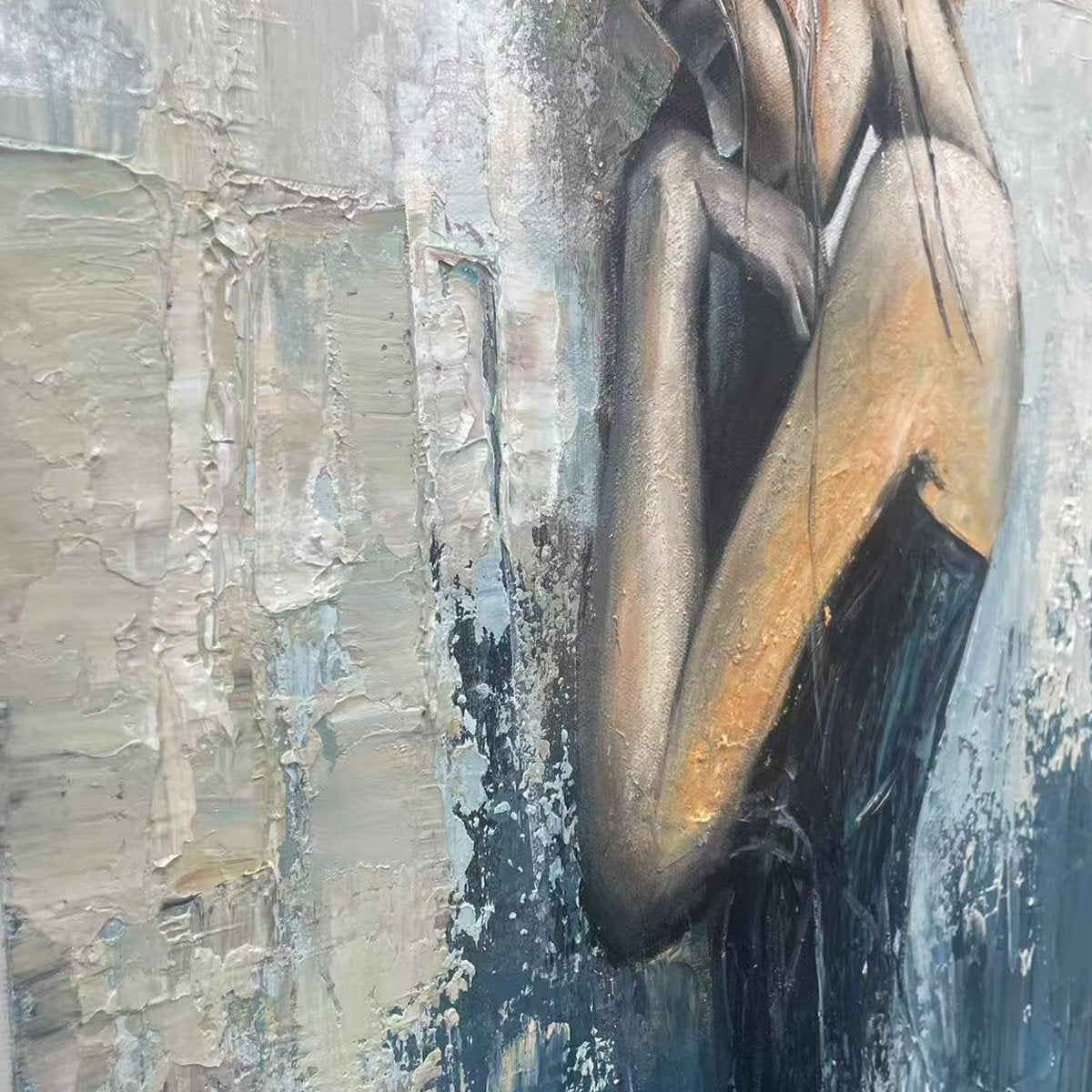 Figurative Textured Oil Painting – Inner Reflections