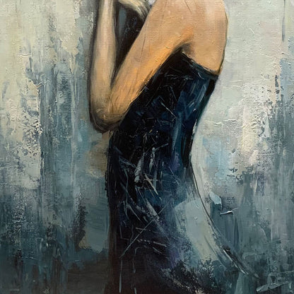 Figurative Textured Oil Painting – Inner Reflections
