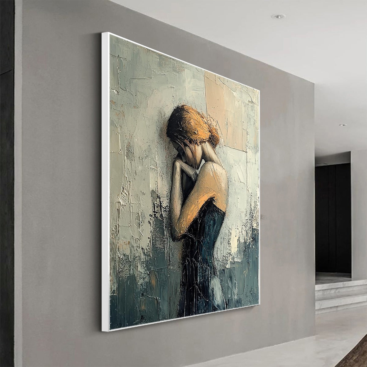 Figurative Textured Oil Painting – Inner Reflections
