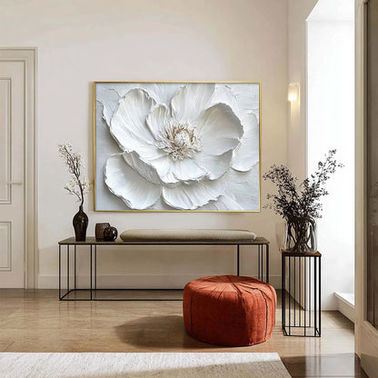 Ivory Bloom – Minimalist Floral Oil Painting, view 4