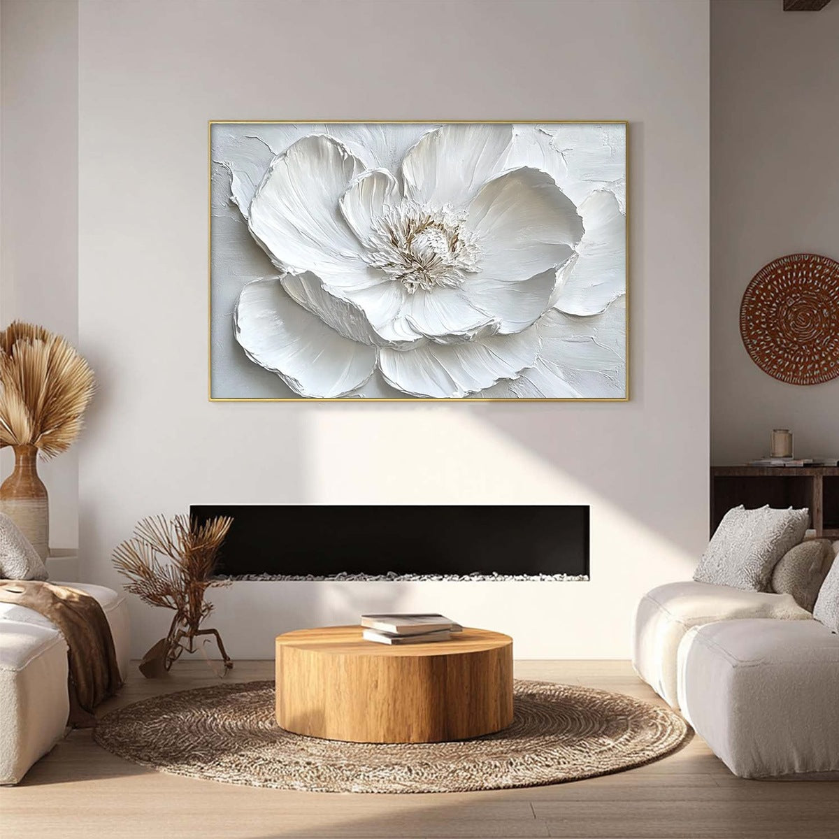 Ivory Bloom – Minimalist Floral Oil Painting, view 2
