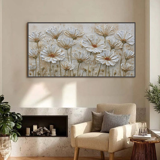 Ivory Bloom – Wabi-Sabi Floral Impasto Painting, view 2