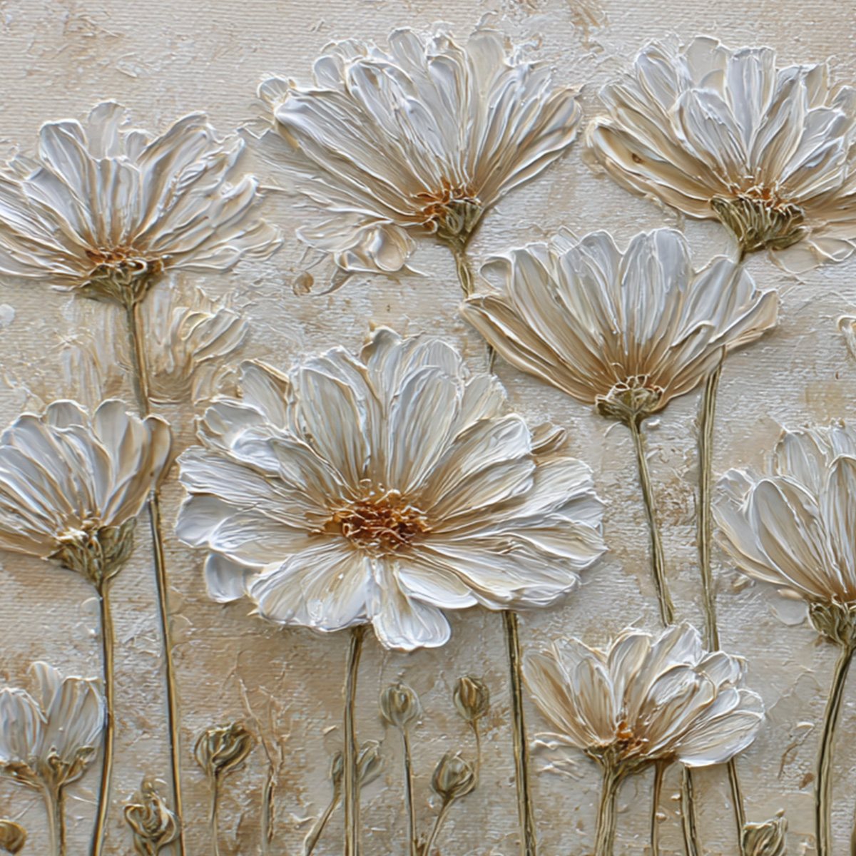 Ivory Bloom – Wabi-Sabi Floral Impasto Painting, view 3