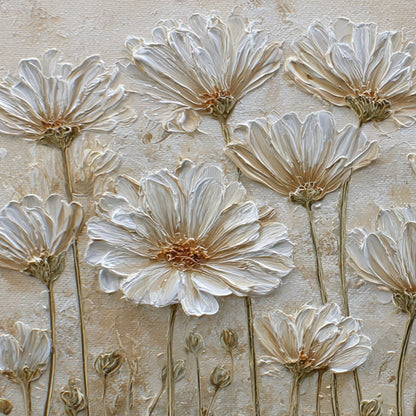 Ivory Bloom – Wabi-Sabi Floral Impasto Painting, view 3