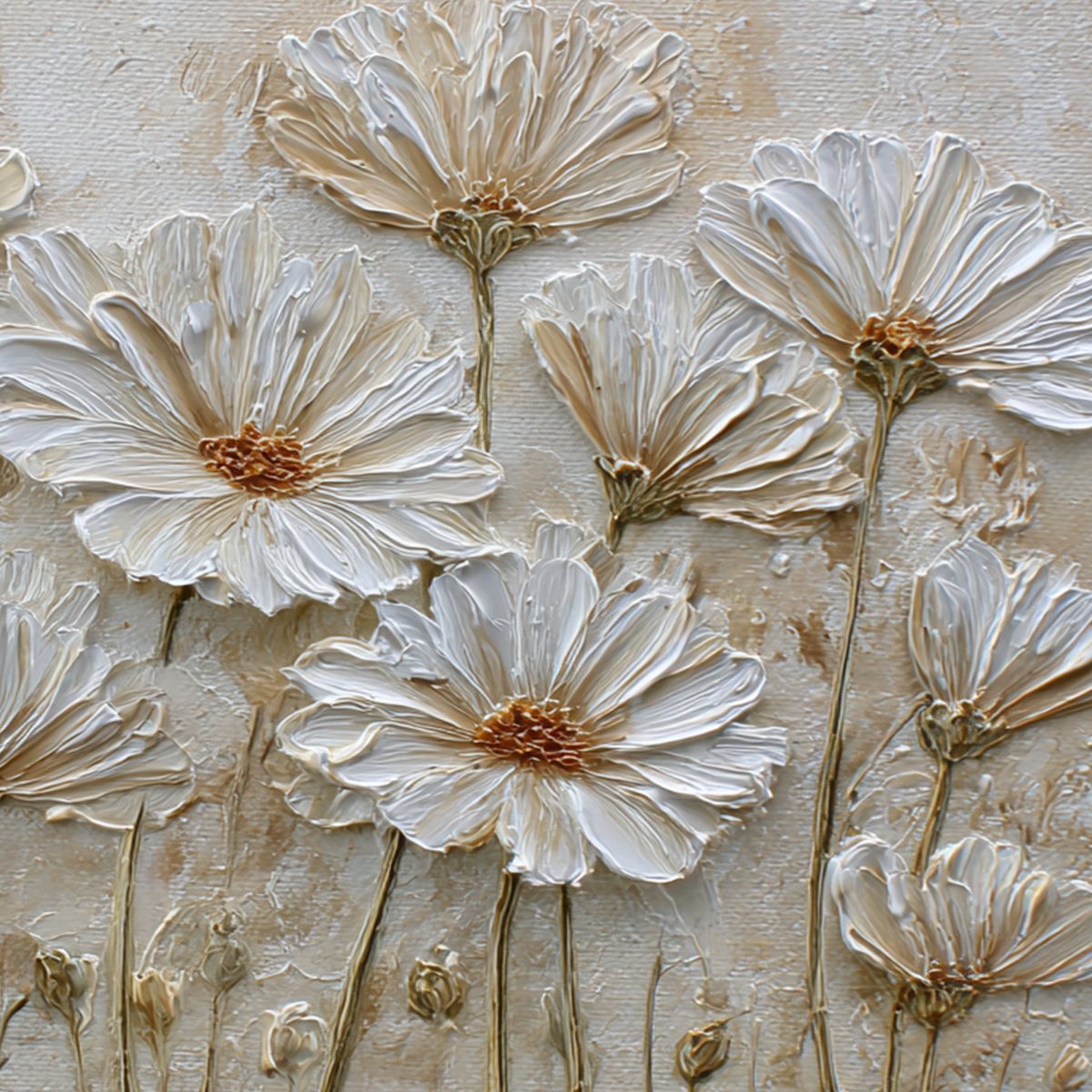 Ivory Bloom – Wabi-Sabi Floral Impasto Painting, view 5