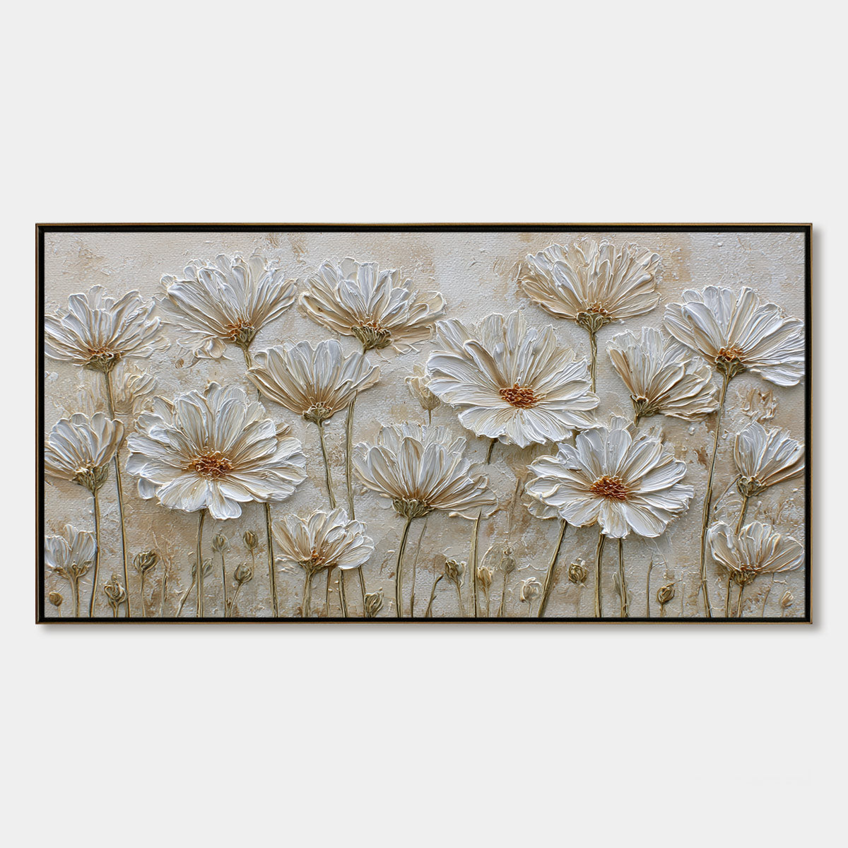 Ivory Bloom – Wabi-Sabi Floral Impasto Painting, view 1