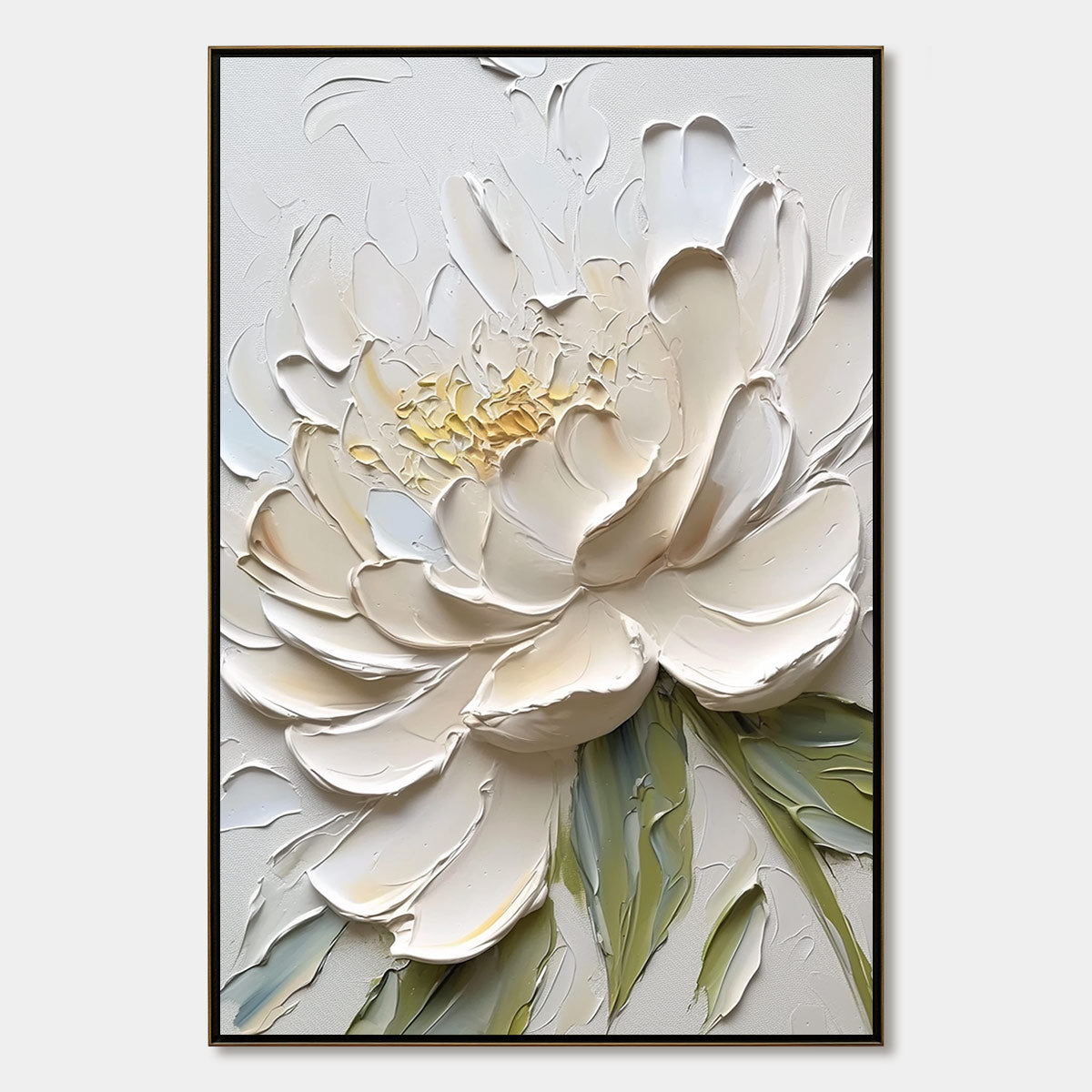 Ivory Petals – Peony Impasto Painting, view 1