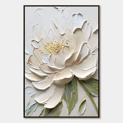 Ivory Petals – Peony Impasto Painting, view 1