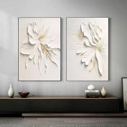 Ivory Whispers – Minimalist Floral Impasto Painting, view 2