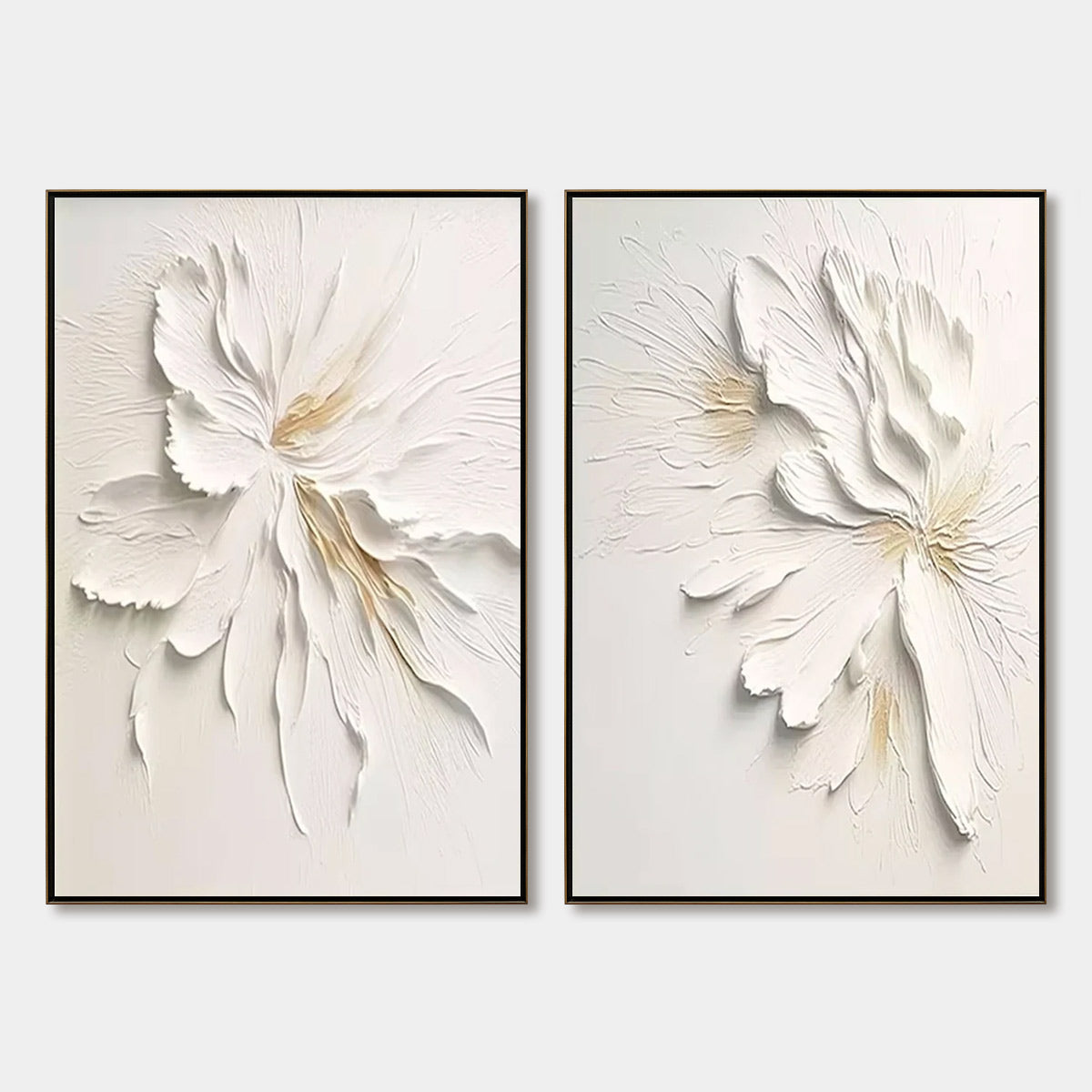 Ivory Whispers – Minimalist Floral Impasto Painting, view 1