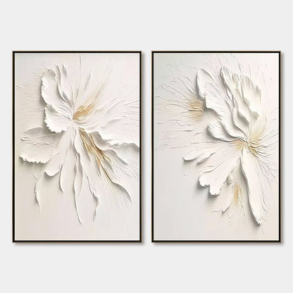Ivory Whispers – Minimalist Floral Impasto Painting, view 1
