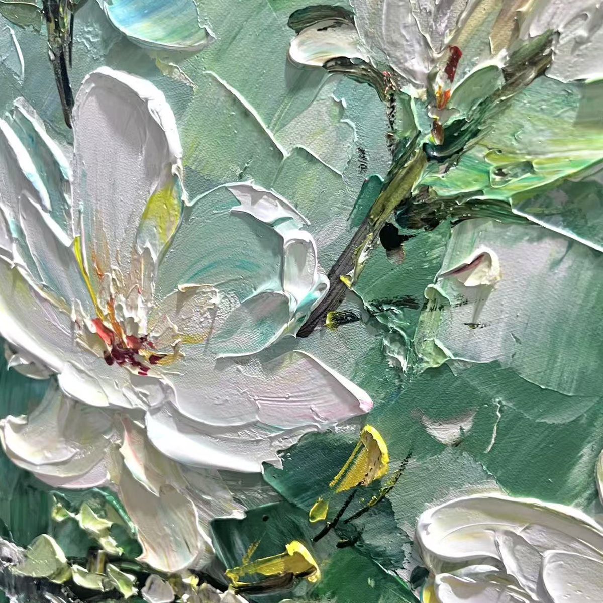 Jade Magnolias – Magnolia Impasto Painting, view 3