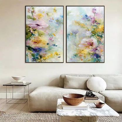Abstract Wildflower Painting – Jardin Secret
