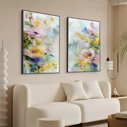 Abstract Wildflower Painting – Jardin Secret