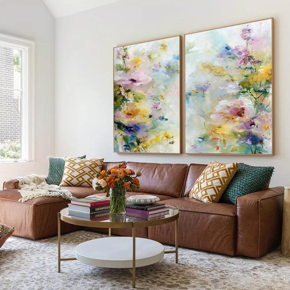 Abstract Wildflower Painting – Jardin Secret