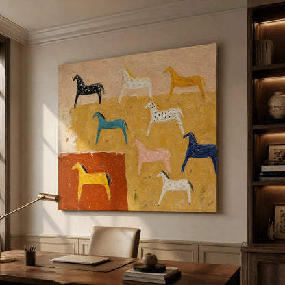 Colorful Horse Oil Painting – Joyful Horse