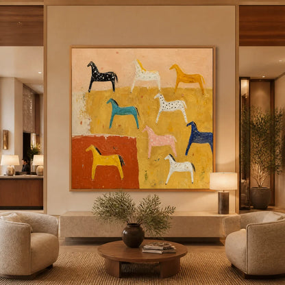 Colorful Horse Oil Painting – Joyful Horse