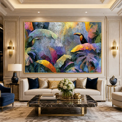 Jungle Sanctuary – Tropical Leaves Impasto Painting, view 4