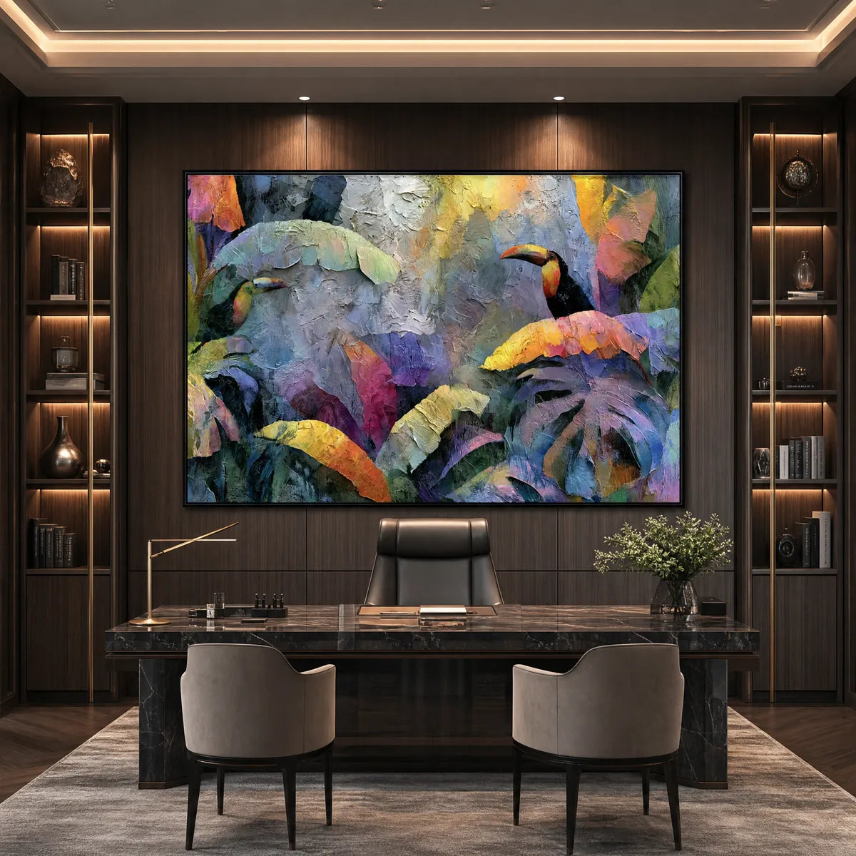 Jungle Sanctuary – Tropical Leaves Impasto Painting, view 5