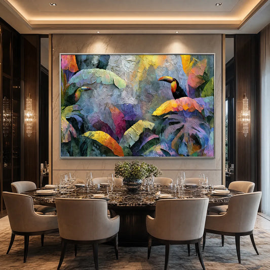 Jungle Sanctuary – Tropical Leaves Impasto Painting, view 2
