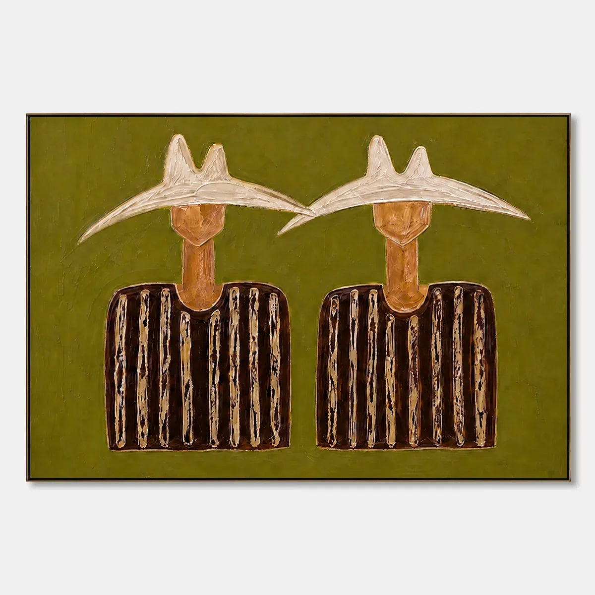 Twin Solstice Figures – Boho Figurative Acrylic Painting, view 1