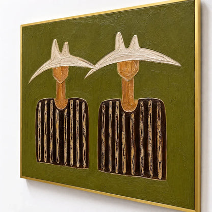 Twin Solstice Figures – Boho Figurative Acrylic Painting, view 3