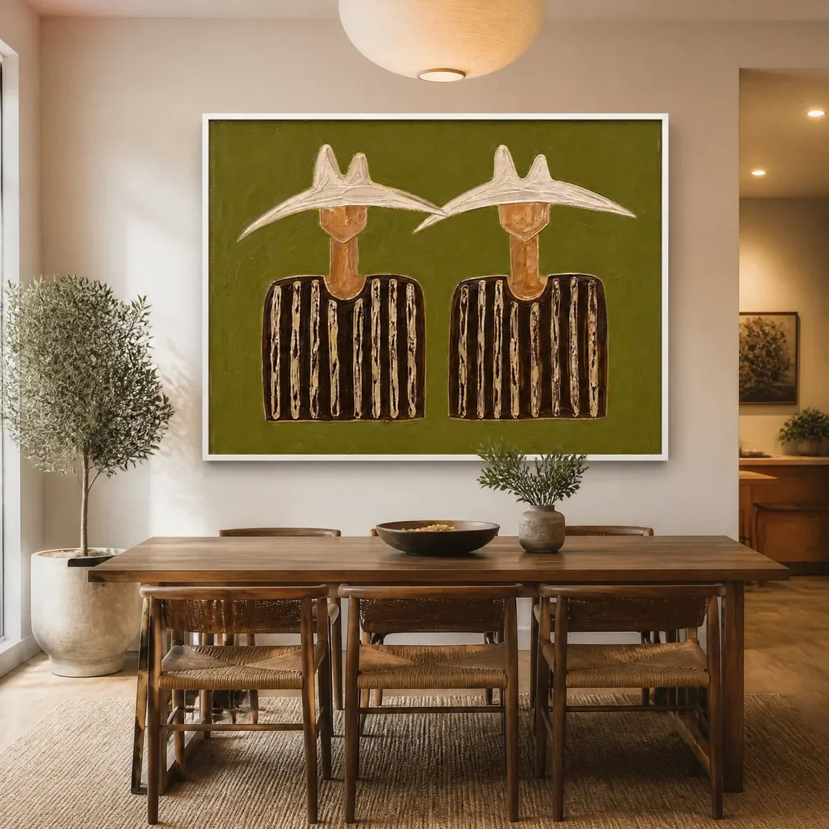 Twin Solstice Figures – Boho Figurative Acrylic Painting, view 5