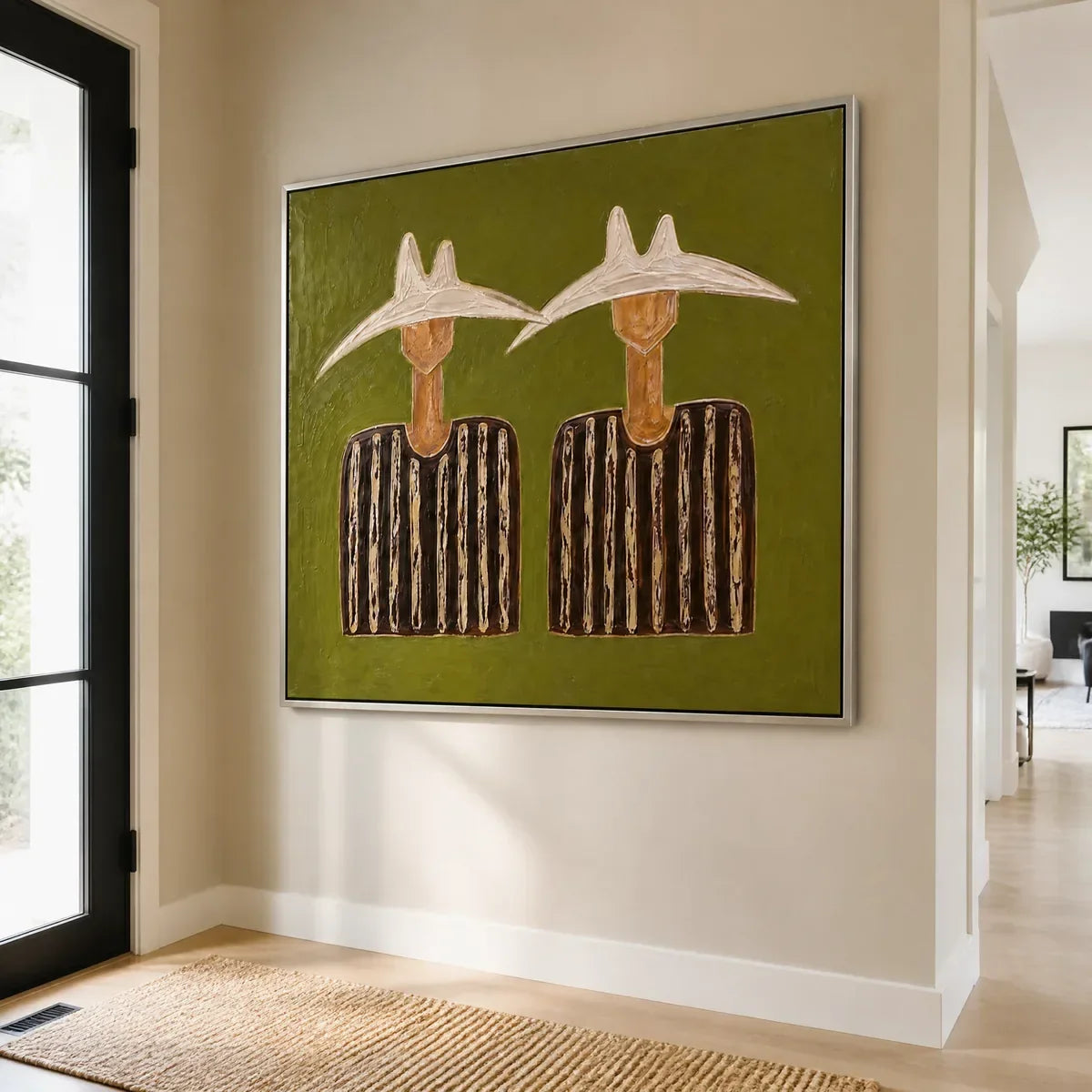 Boho Figurative Acrylic Painting – Twin Solstice Figures