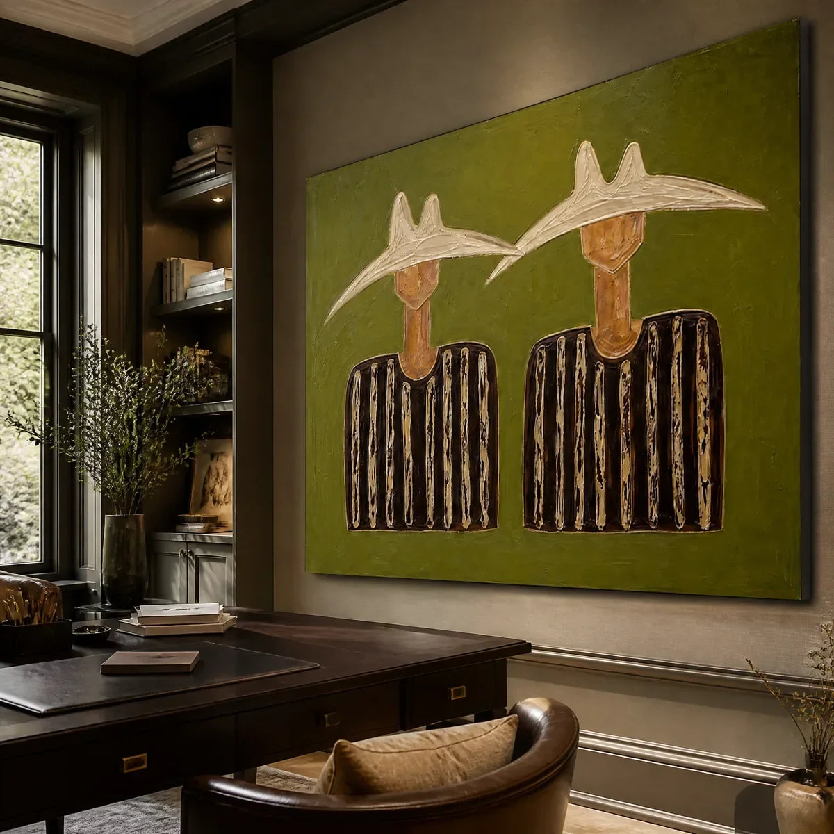 Boho Figurative Acrylic Painting – Twin Solstice Figures