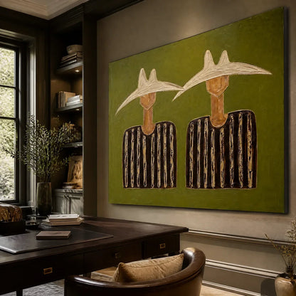 Boho Figurative Acrylic Painting – Twin Solstice Figures