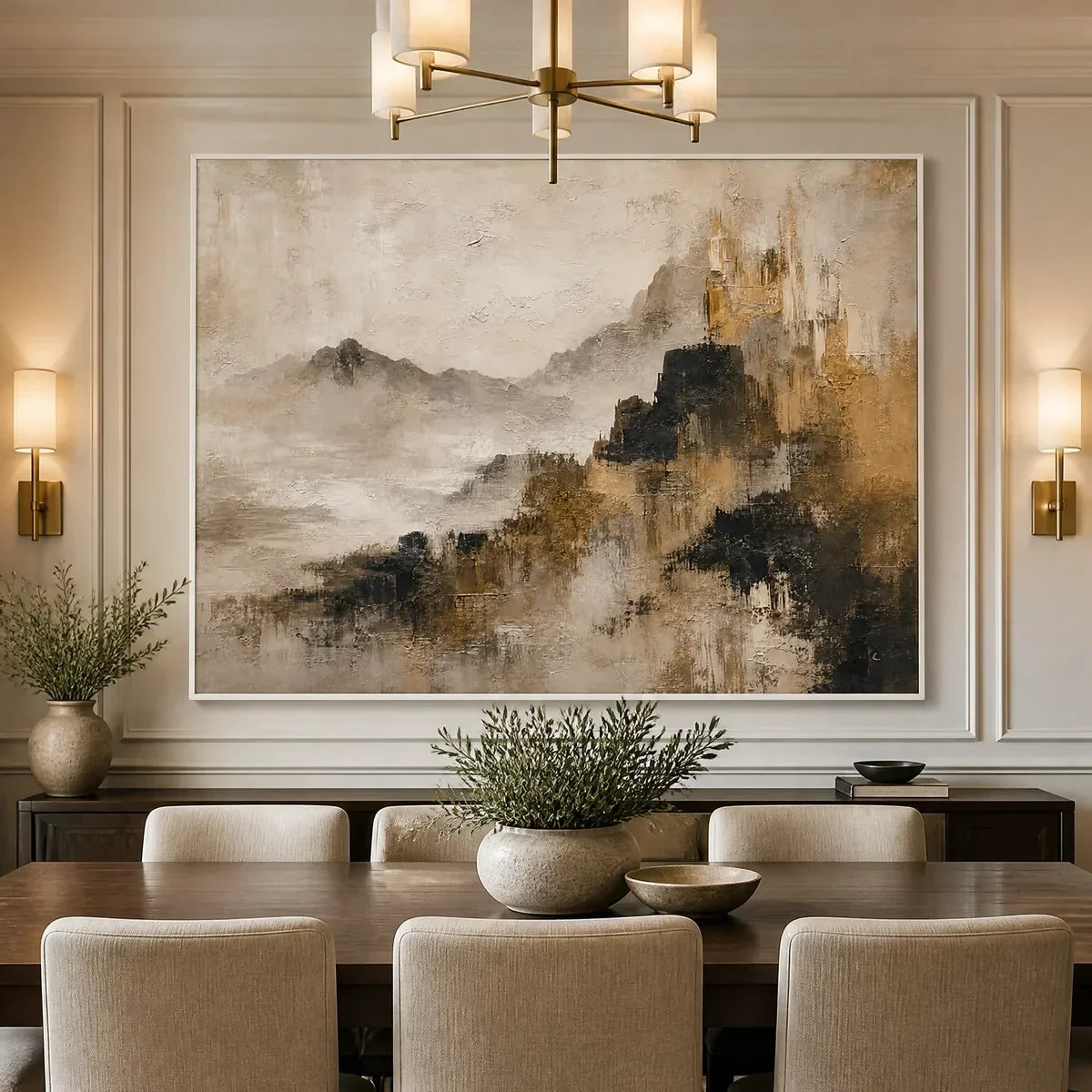 Mistbound Summit – Wabi-Sabi Mountain Acrylic Painting, view 5