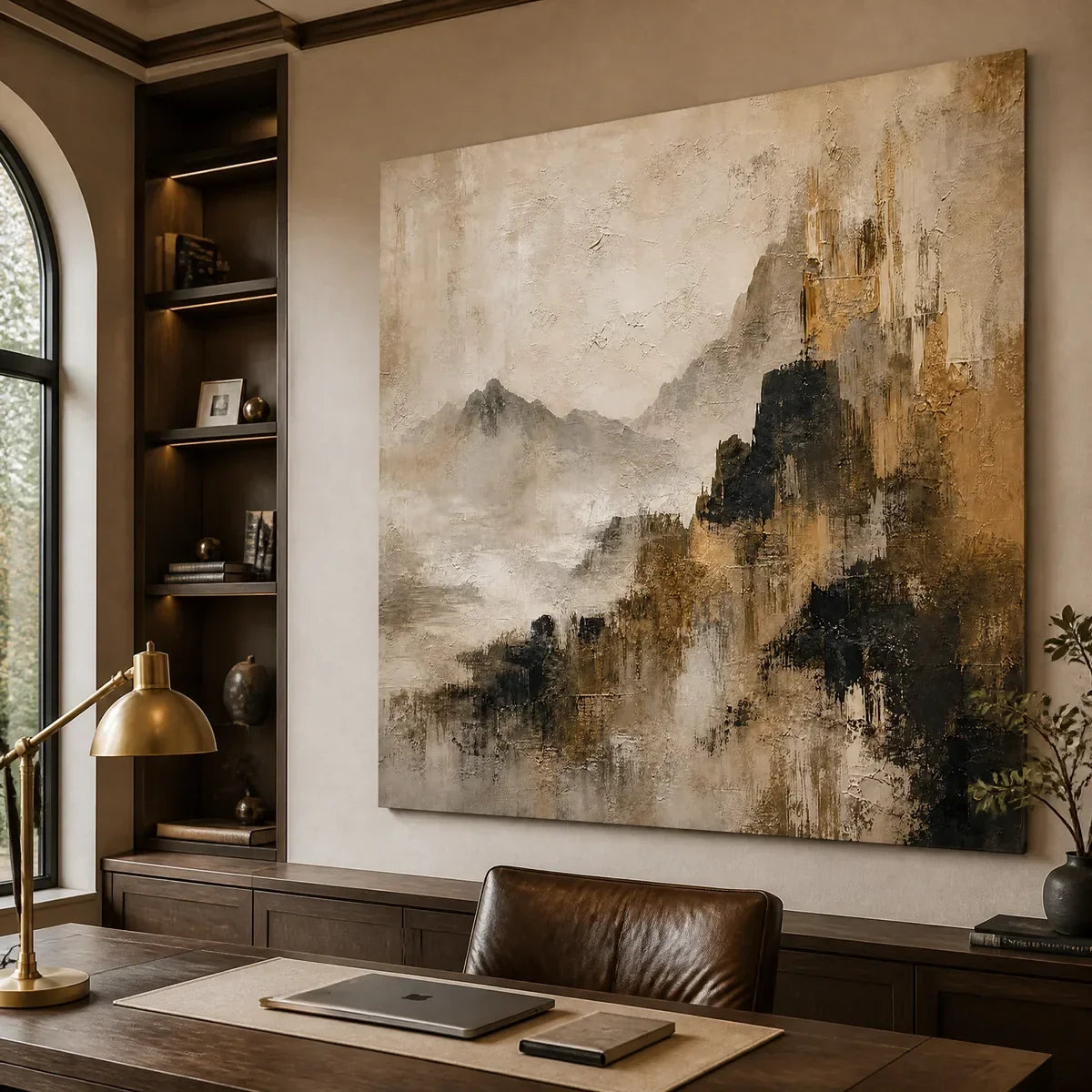 Wabi-Sabi Mountain Acrylic Painting – Mistbound Summit