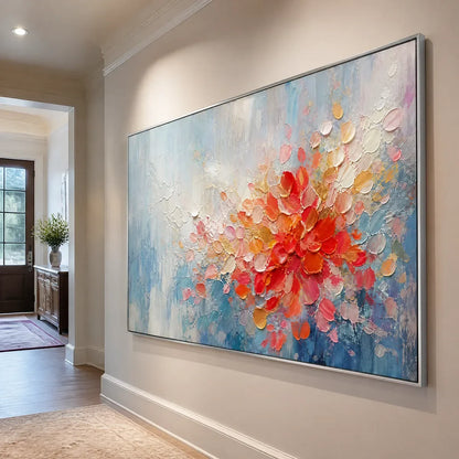 Red Expressionist Floral Acrylic Painting – Ember Bloom