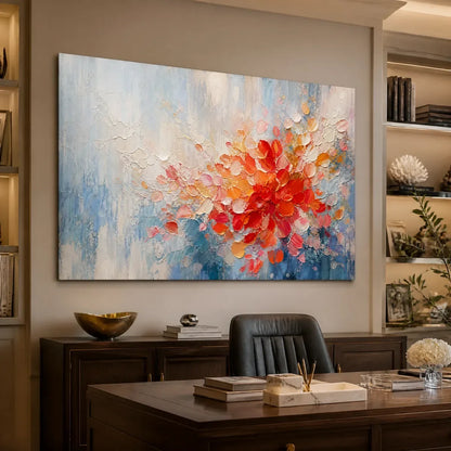 Red Expressionist Floral Acrylic Painting – Ember Bloom