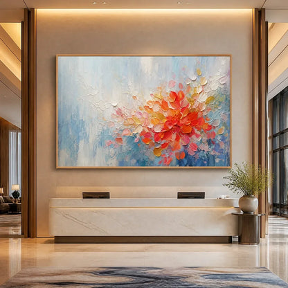 Red Expressionist Floral Acrylic Painting – Ember Bloom