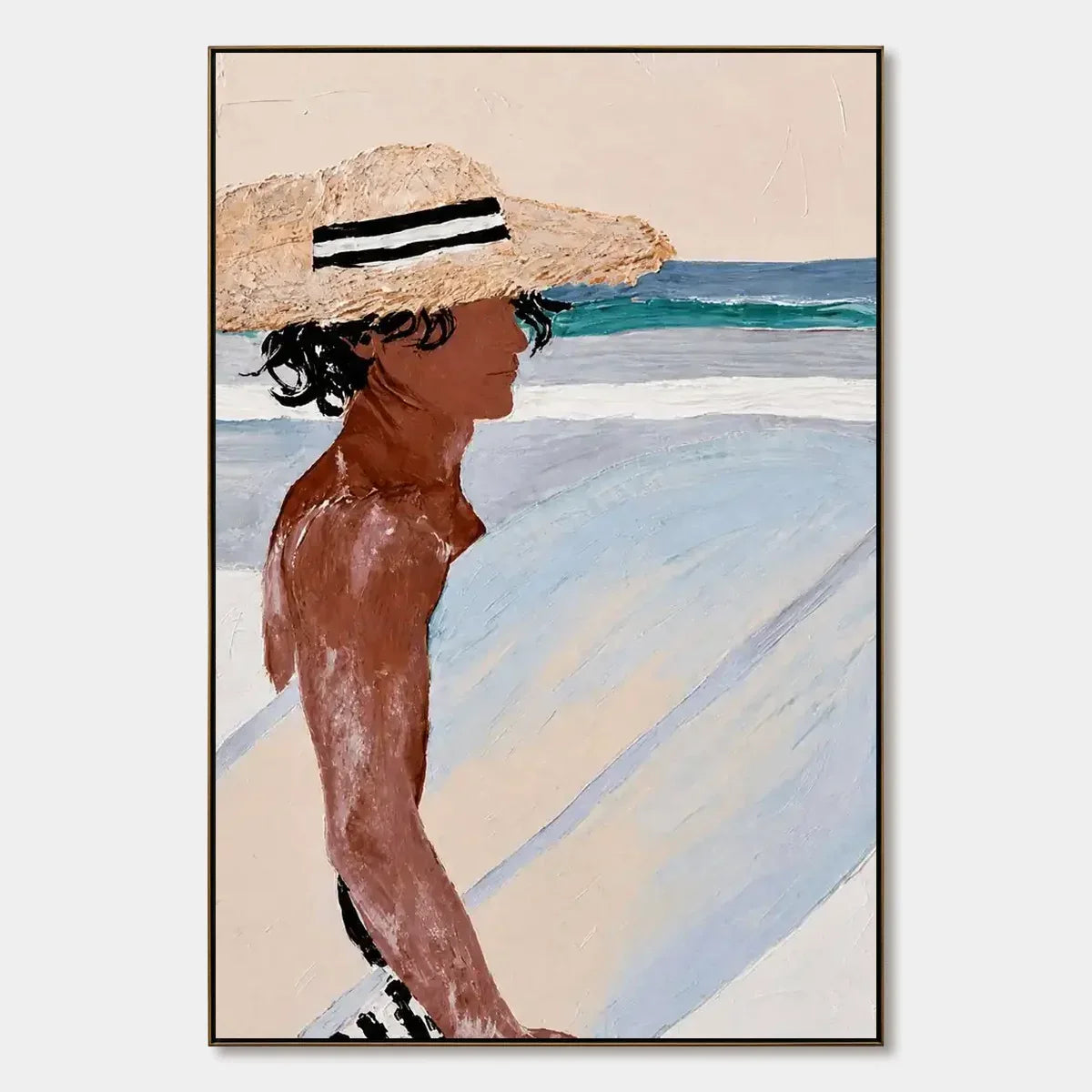 Seaside Reverie – Expressionist Figurative Acrylic Painting, view 1