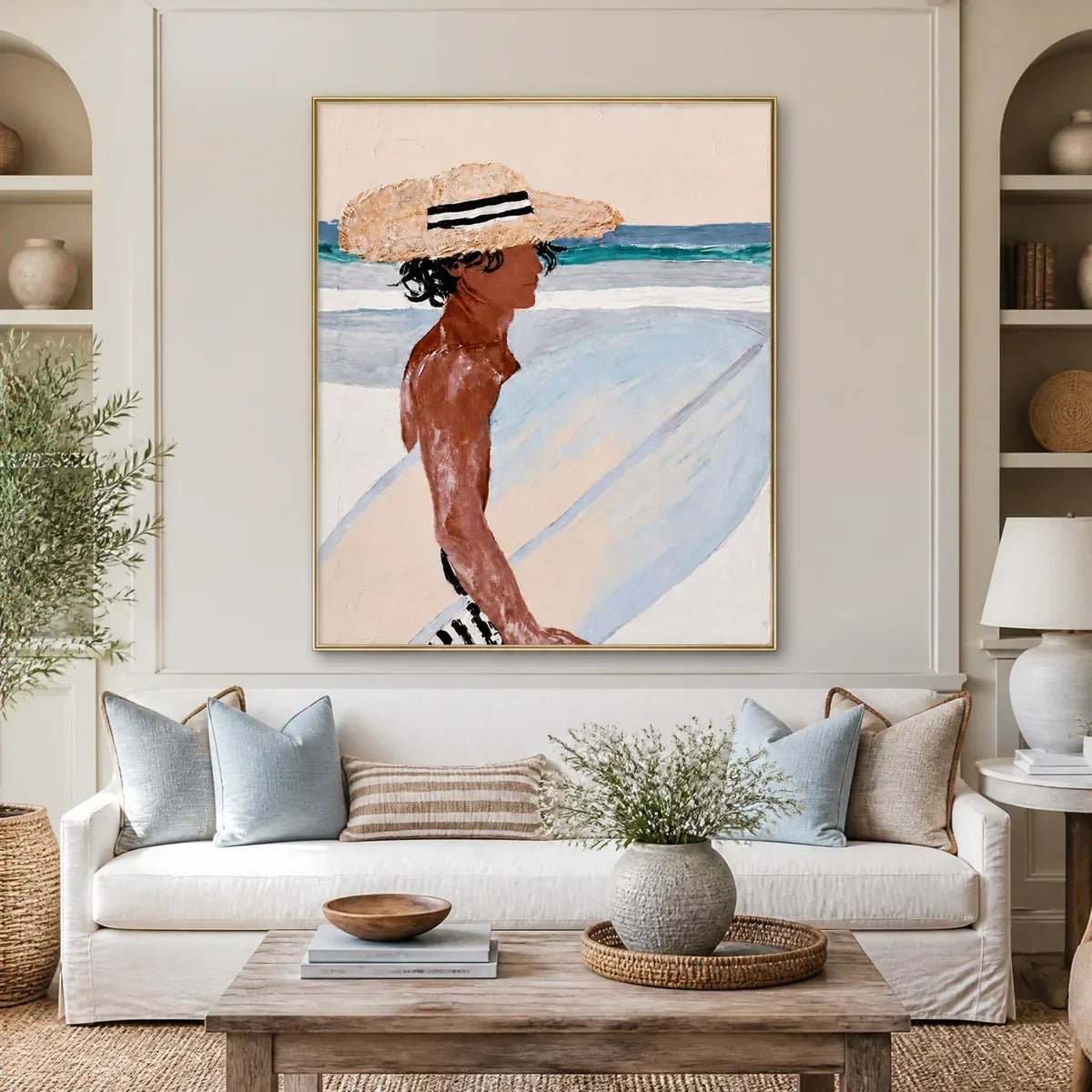 Seaside Reverie – Expressionist Figurative Acrylic Painting, view 2