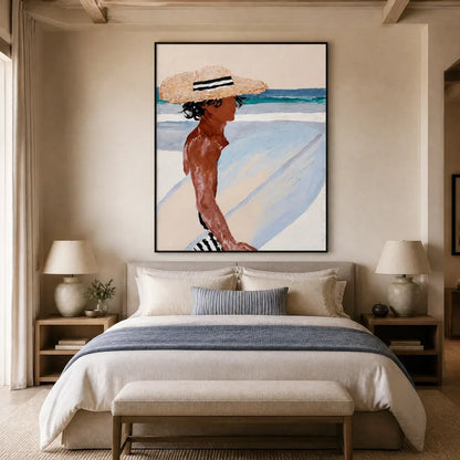 Seaside Reverie – Expressionist Figurative Acrylic Painting, view 4