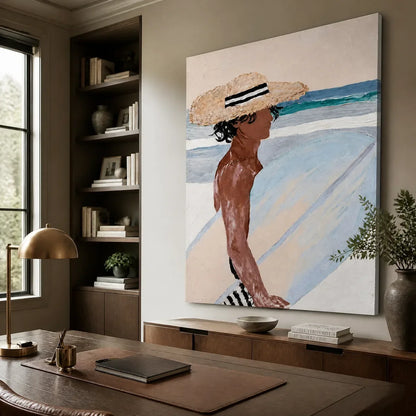 Expressionist Figurative Acrylic Painting – Seaside Reverie