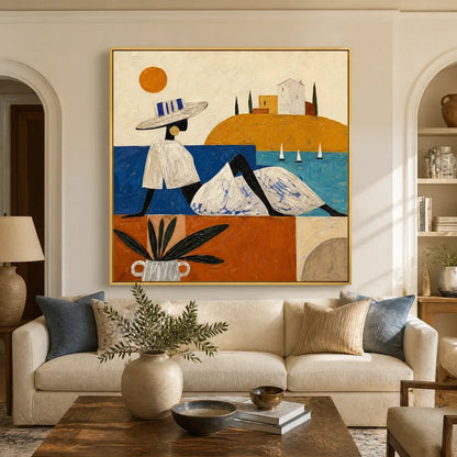 Coastal Daydream – Figurative Acrylic Painting, view 2