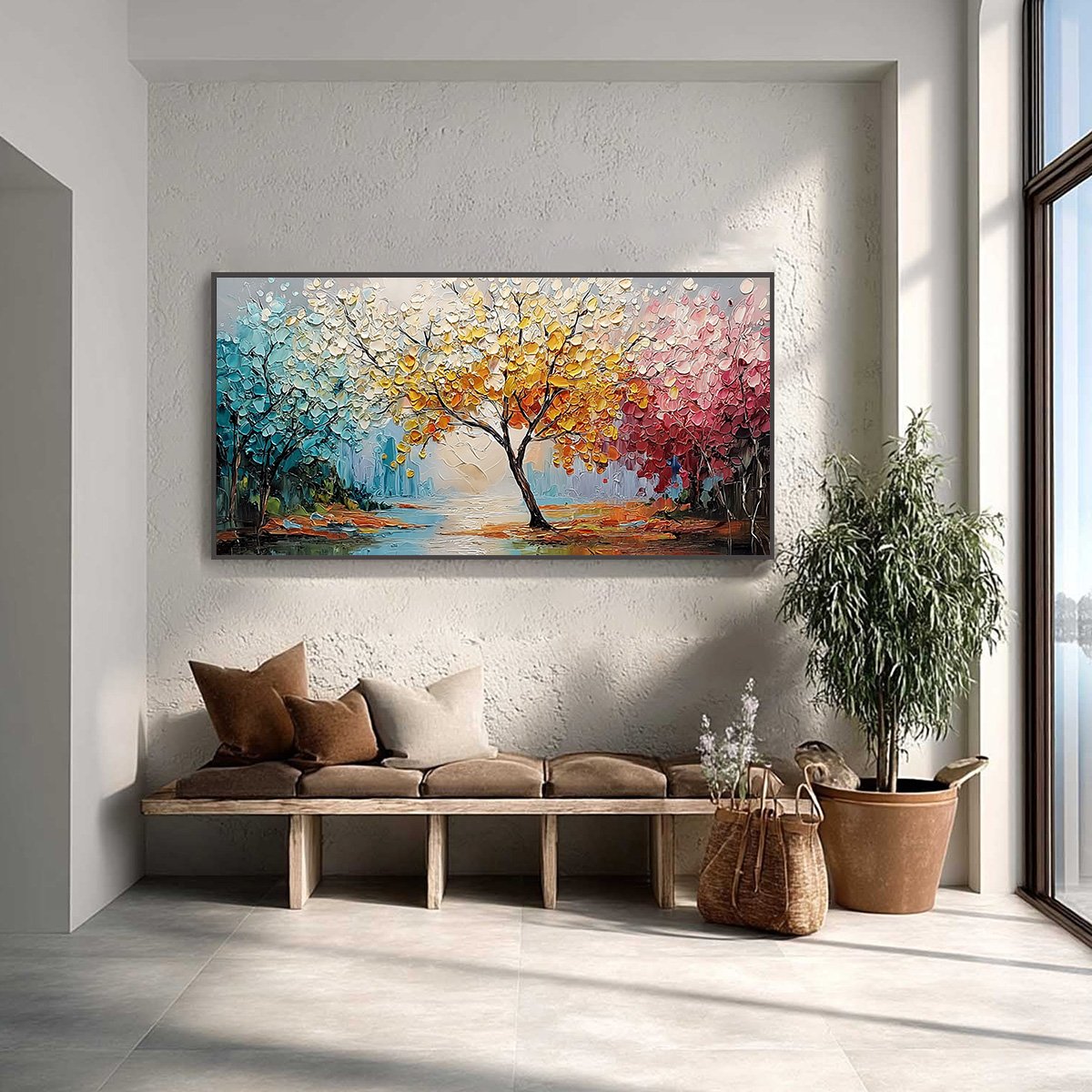 Kaleidoscope Of Seasons – Tree Palette Knife Oil Painting, view 2