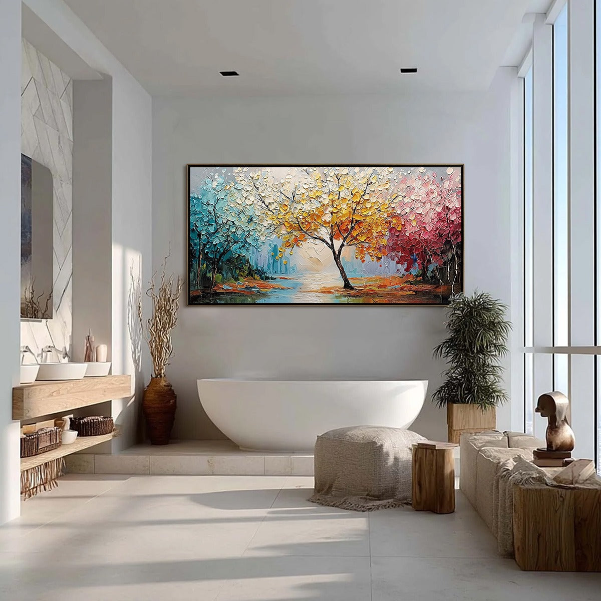Kaleidoscope Of Seasons – Tree Palette Knife Oil Painting, view 4