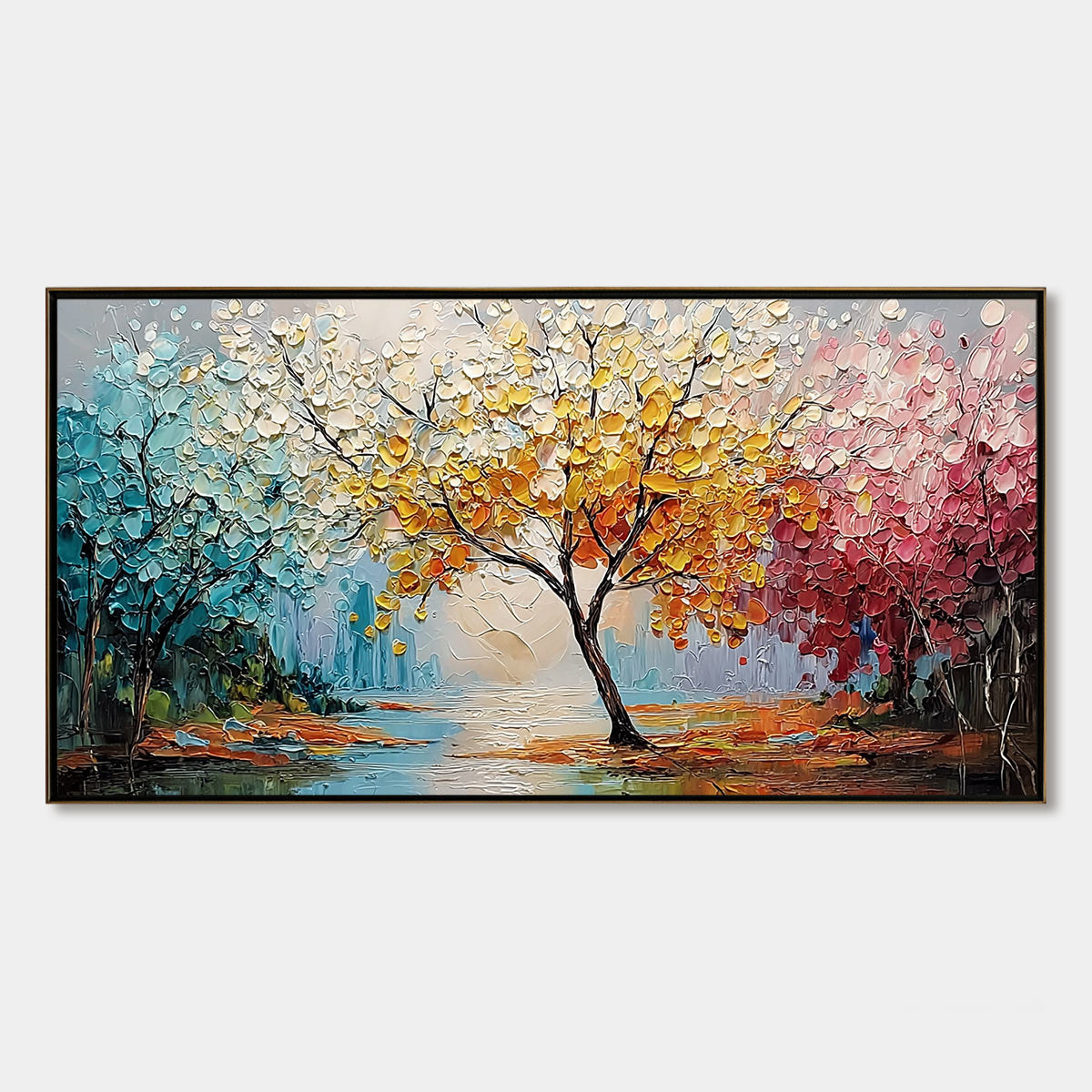 Kaleidoscope Of Seasons – Tree Palette Knife Oil Painting, view 1