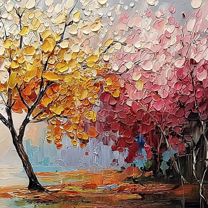 Kaleidoscope Of Seasons – Tree Palette Knife Oil Painting, view 5