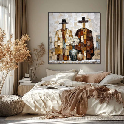 Abstract Figurative Impasto Oil Painting – Kindred Spirits